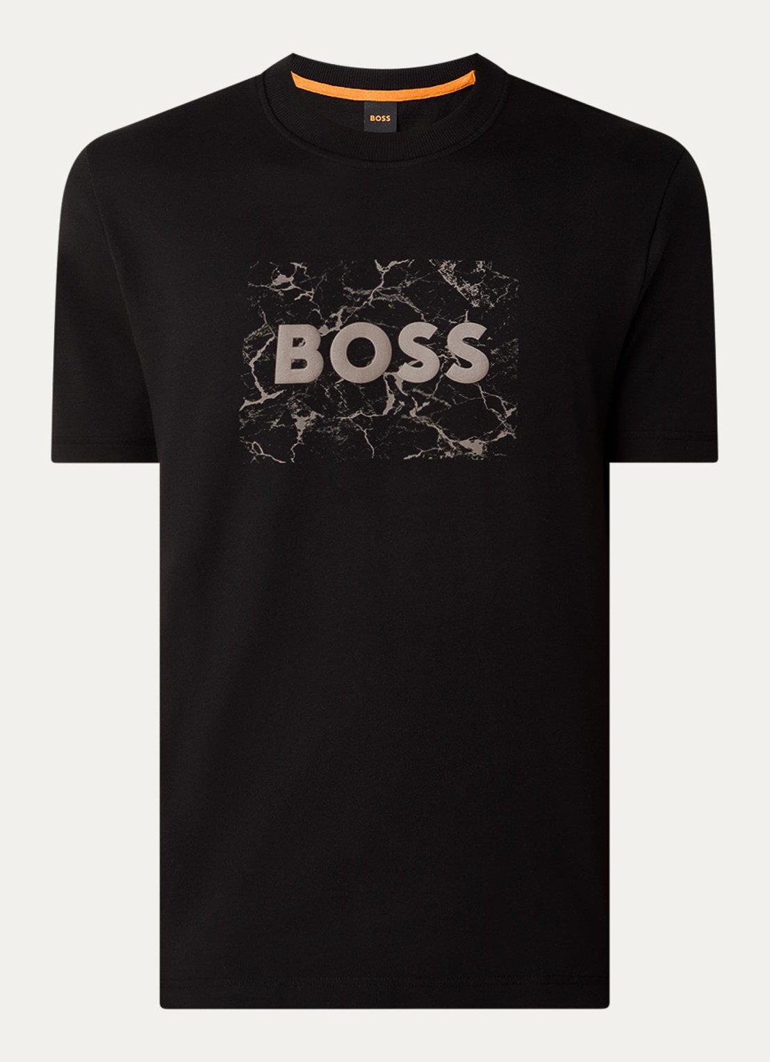 BOSS T-shirt met logoprint - voorkant zwart
