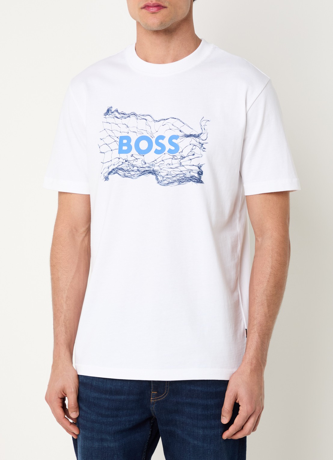 BOSS T-shirt met logoprint - detail wit