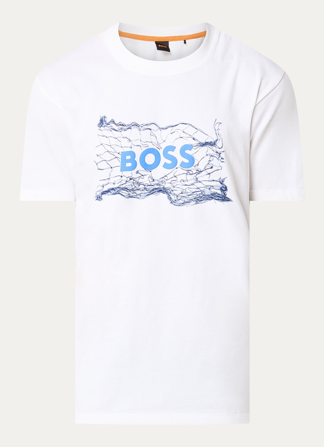 BOSS T-shirt met logoprint - voorkant 2 wit
