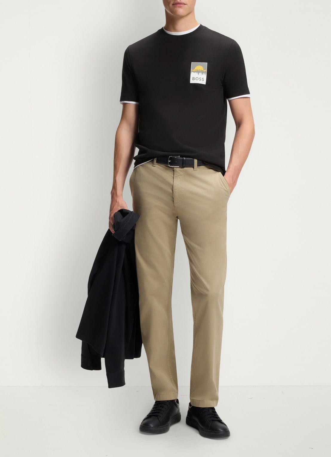 BOSS T-shirt met logoprint - voorkant 5 zwart