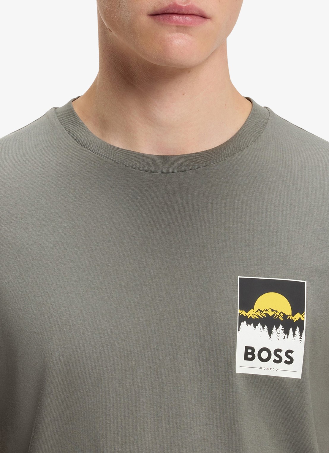 BOSS T-shirt met logoprint - detail 5 grijs