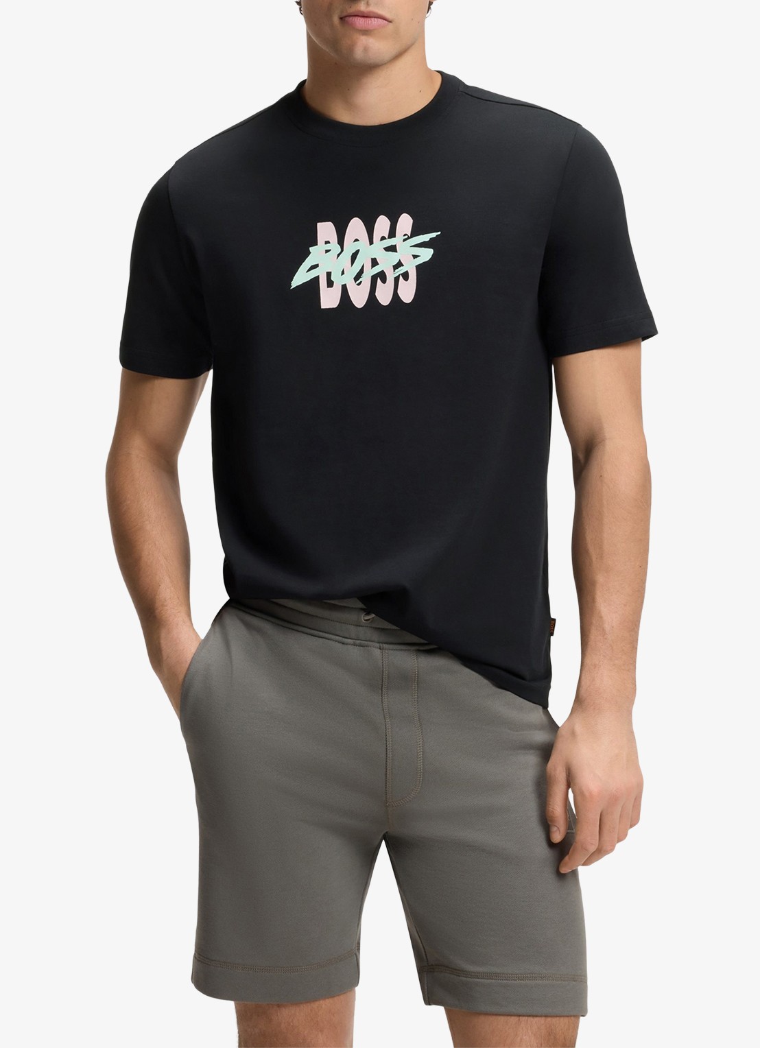 BOSS T-shirt met logoprint - detail 3 black-001 / zwart