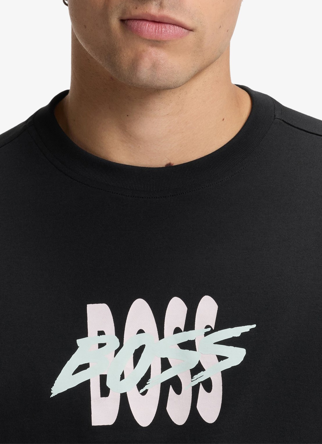 BOSS T-shirt met logoprint - detail 4 black-001 / zwart