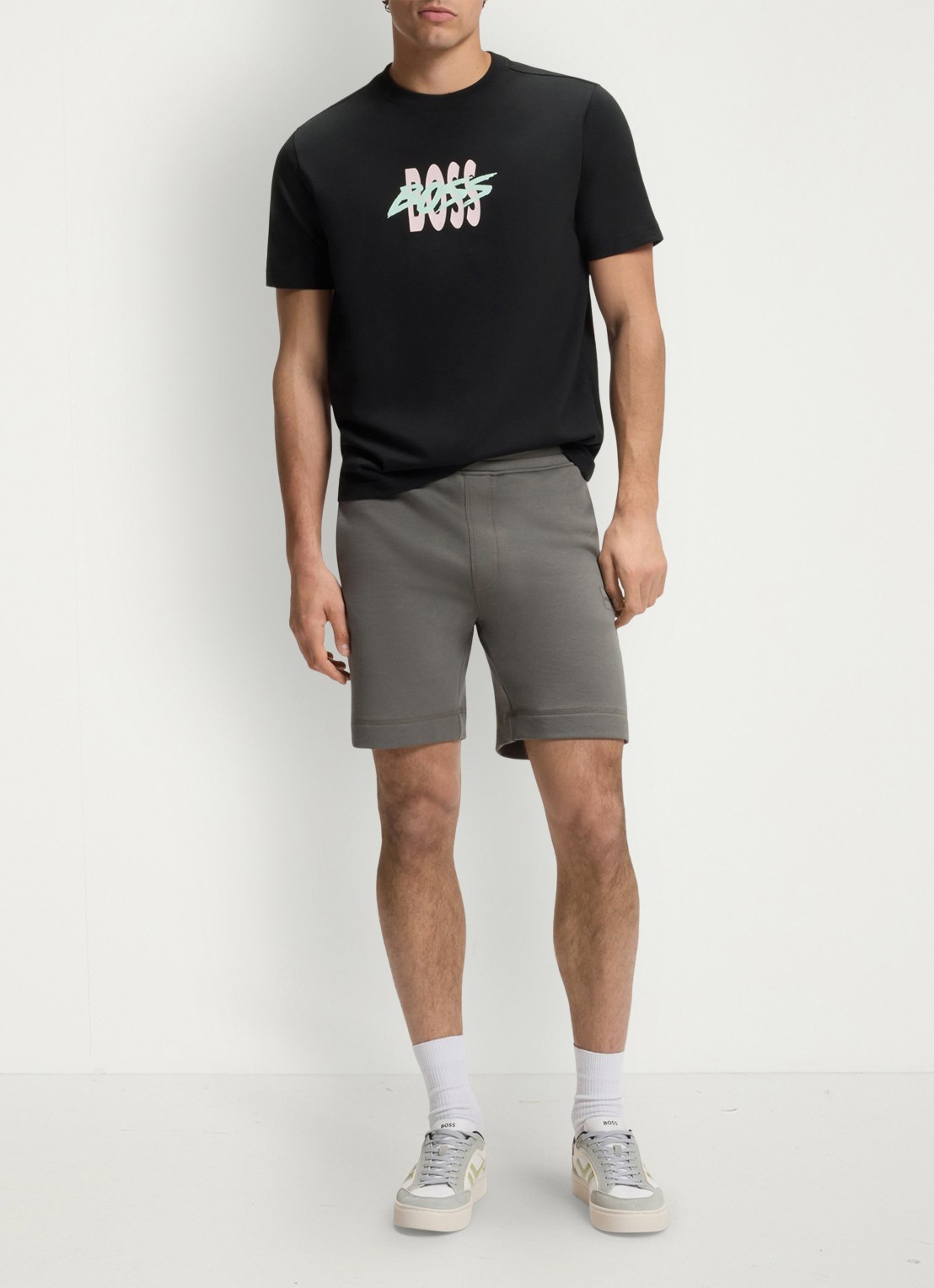 BOSS T-shirt met logoprint - voorkant 2 black-001 / zwart