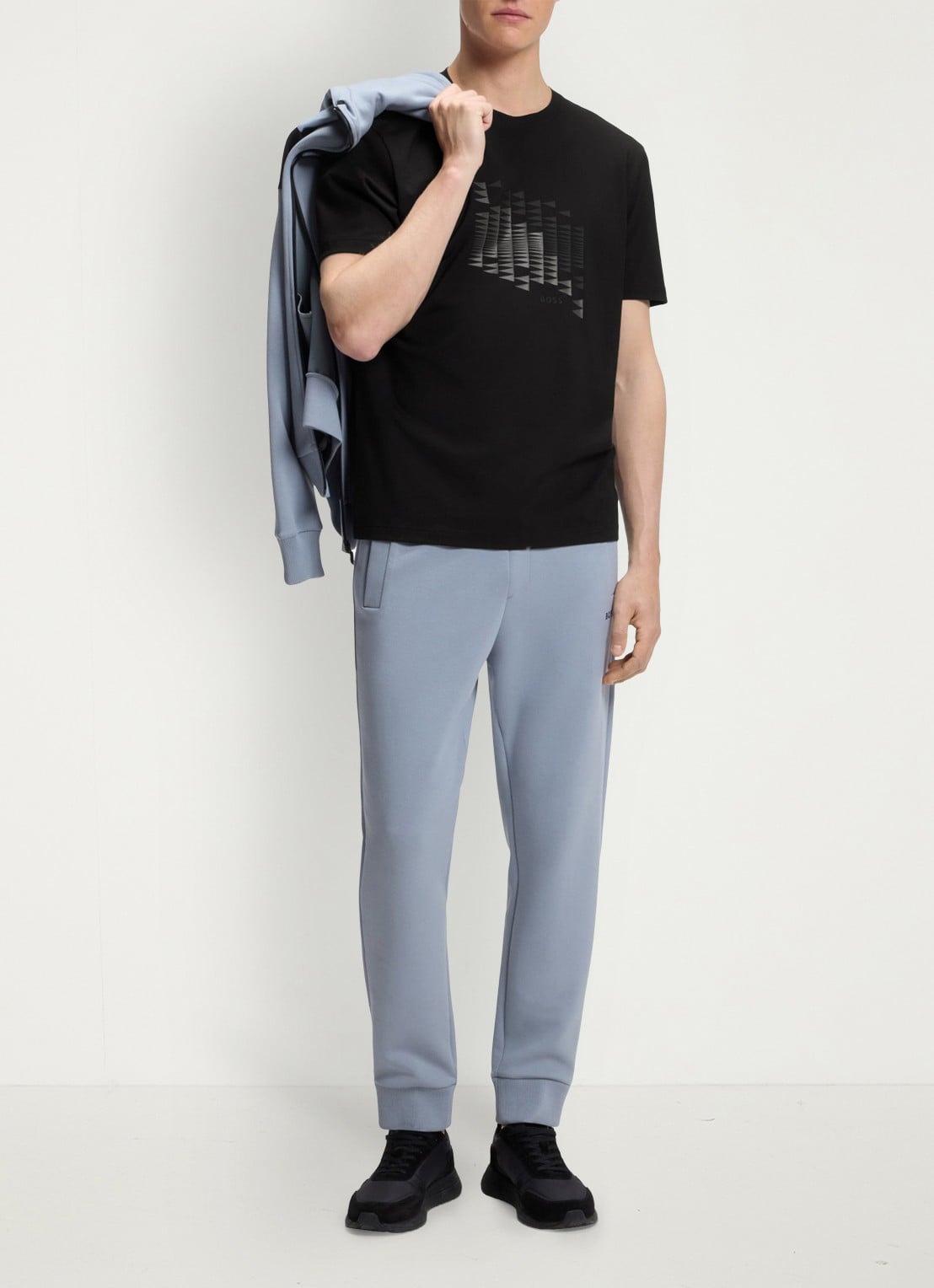 BOSS T-shirt met logoprint - voorkant 3 zwart