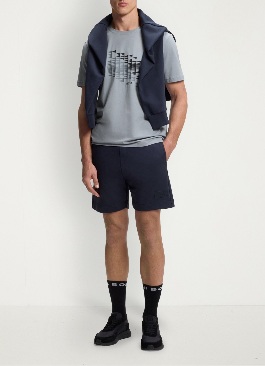 BOSS T-shirt met logoprint - voorkant 3 dark grey-026