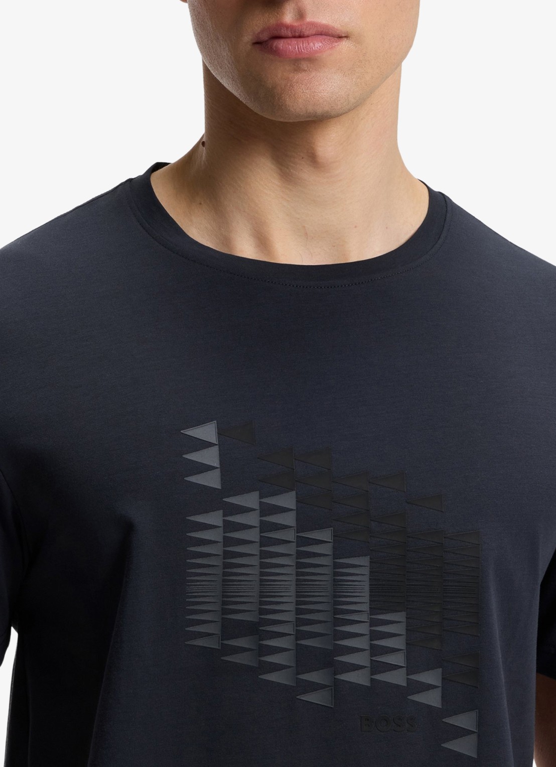BOSS T-shirt met logoprint - detail 2 blauw