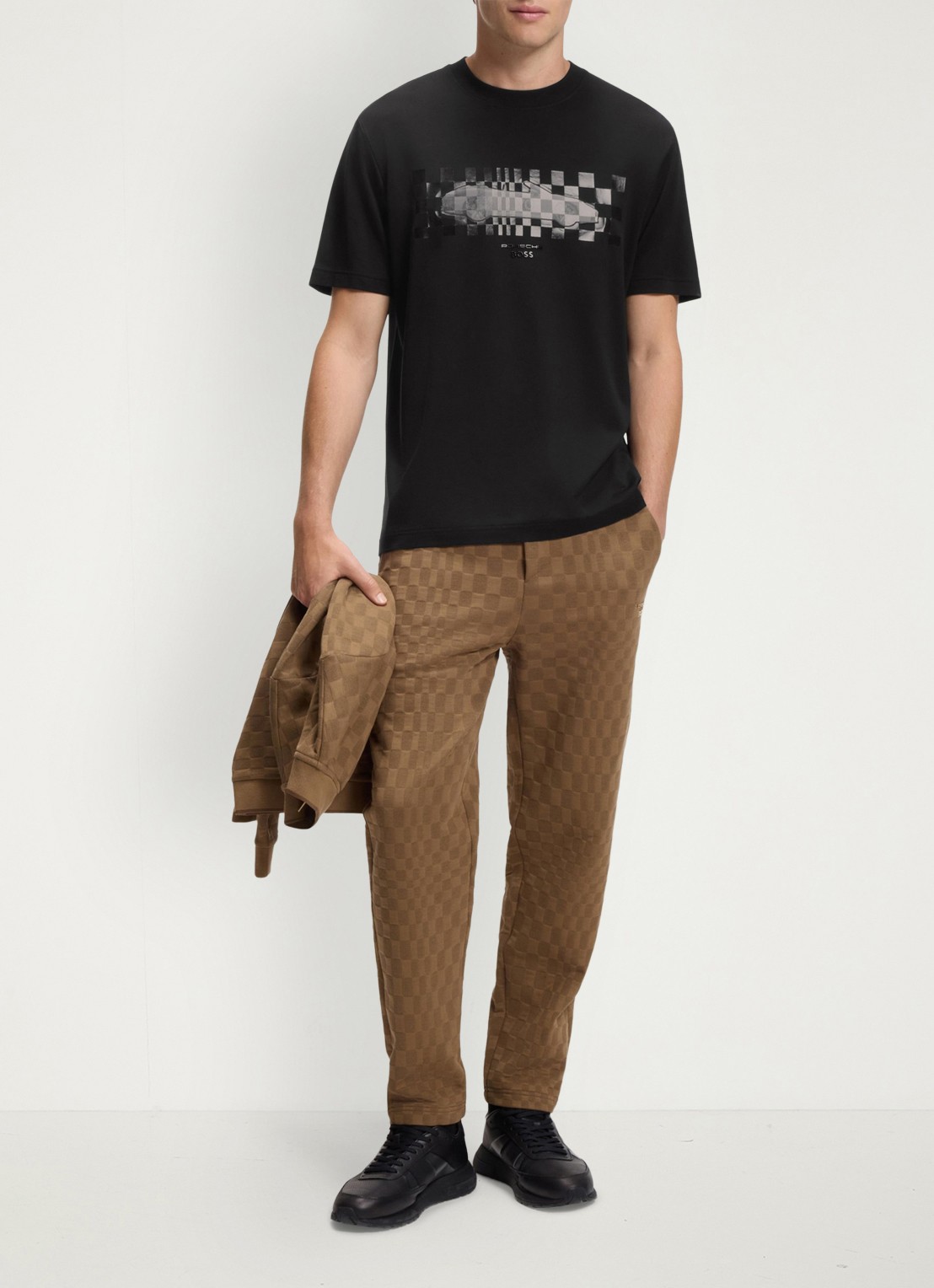 BOSS T-shirt met logoprint - voorkant 2 zwart