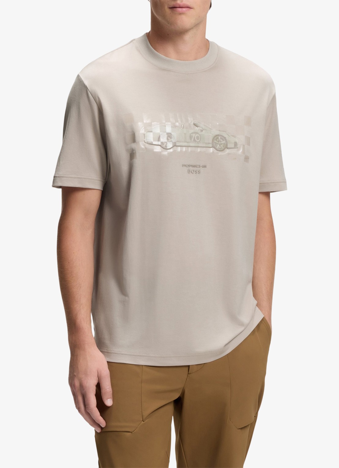 BOSS T-shirt met logoprint - detail 4 open beige-299 / beige