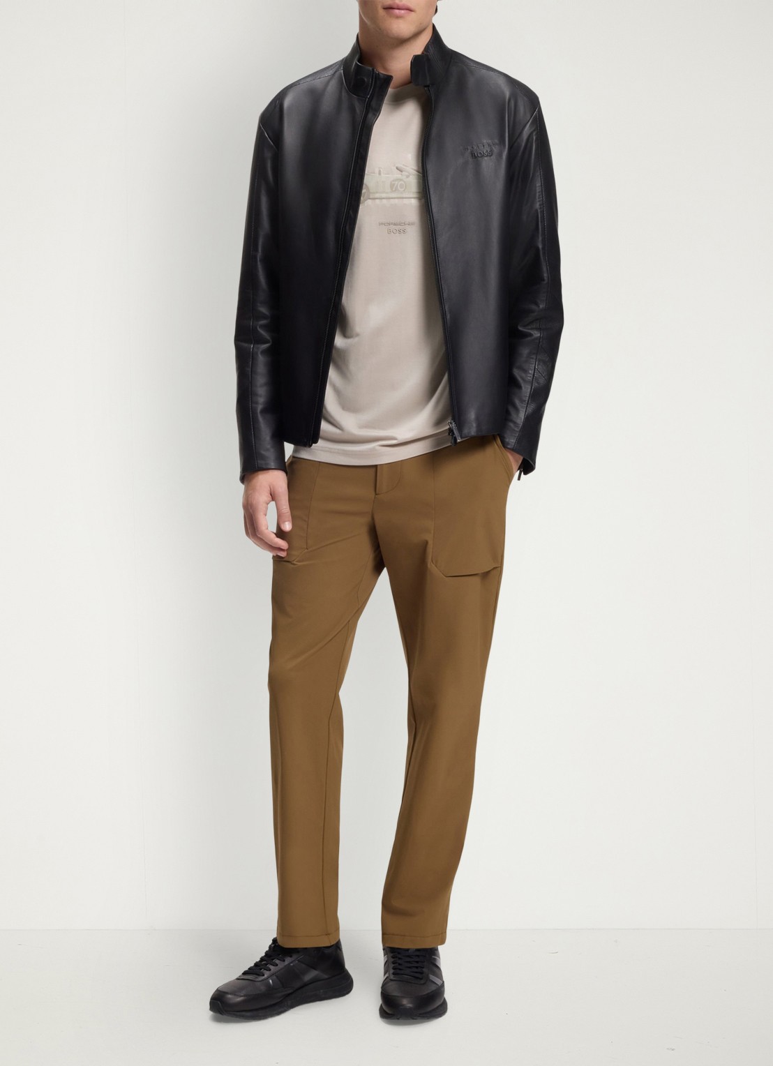 BOSS T-shirt met logoprint - voorkant 3 open beige-299 / beige