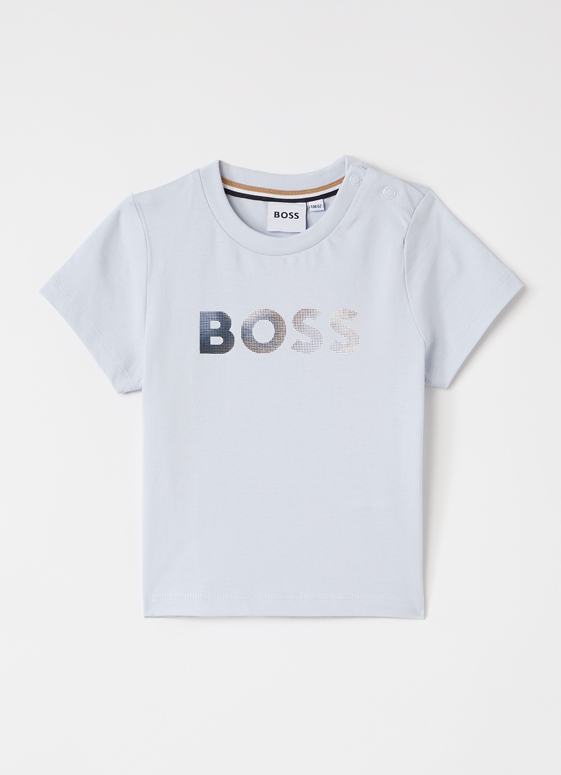 BOSS T-shirt met logoprint - voorkant lichtblauw
