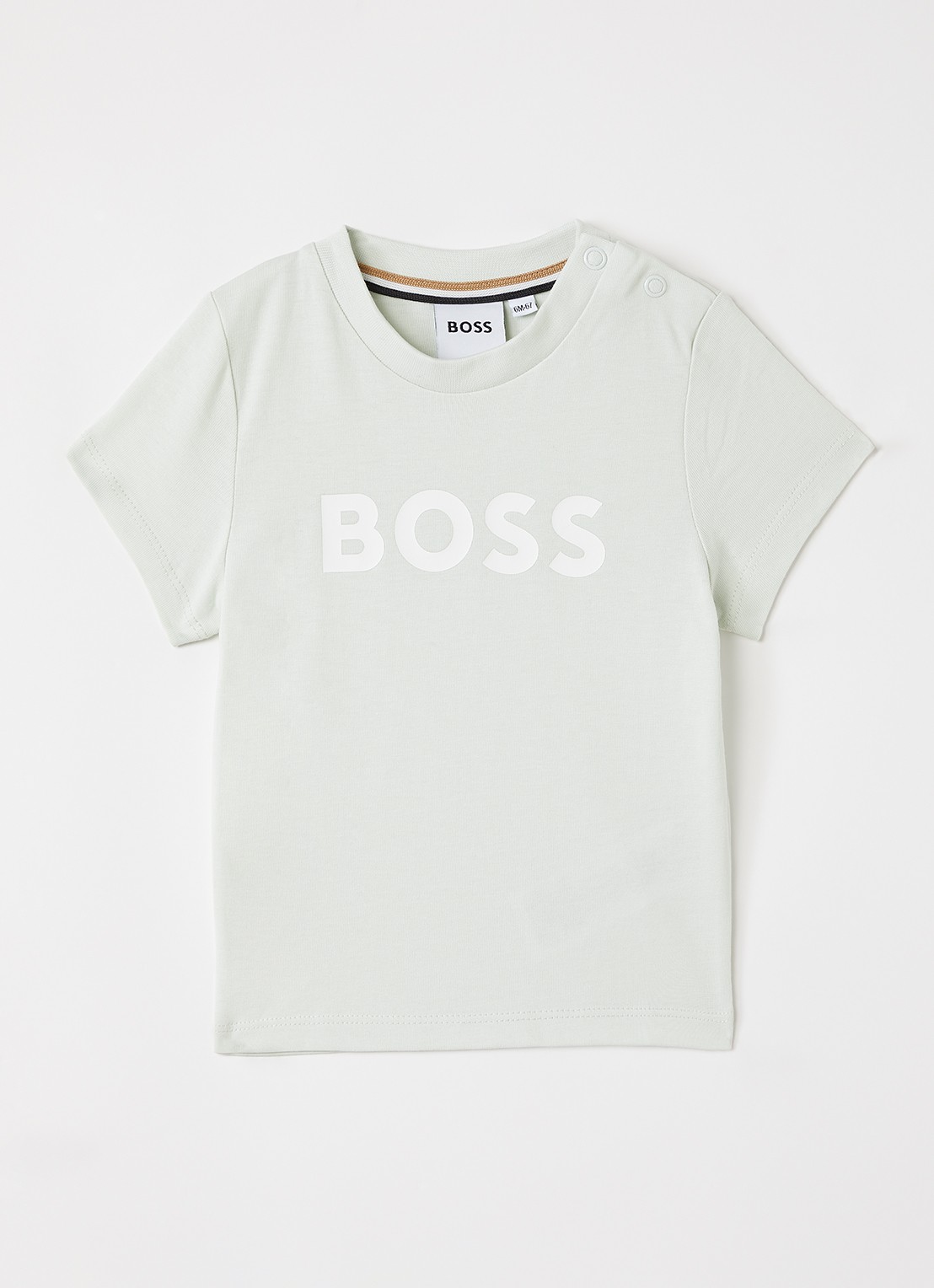 BOSS T-shirt met logoprint - voorkant lindegroen