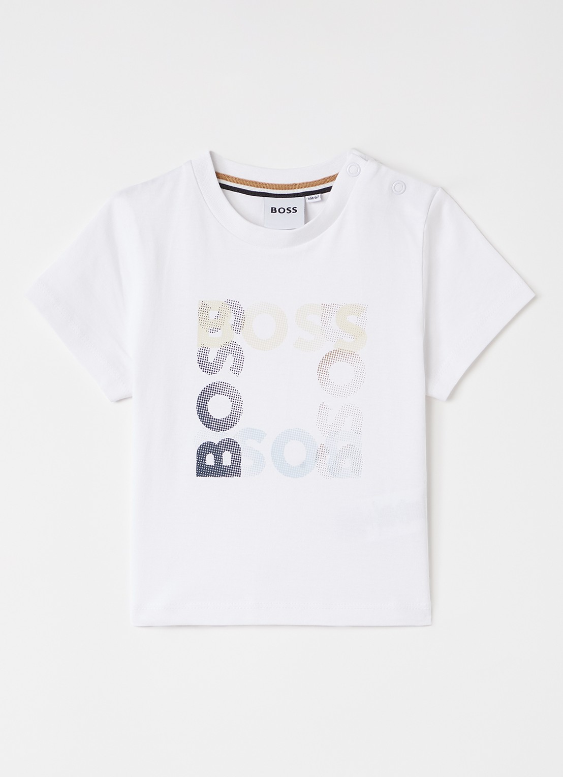 BOSS T-shirt met logoprint - voorkant wit