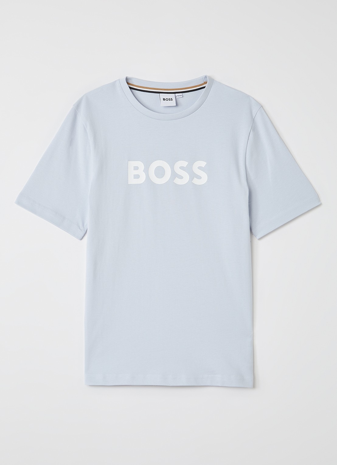 BOSS T-shirt met logoprint - voorkant 3 lichtblauw