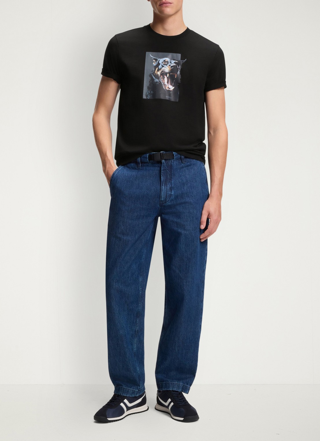 BOSS T-shirt met print - voorkant 2 zwart