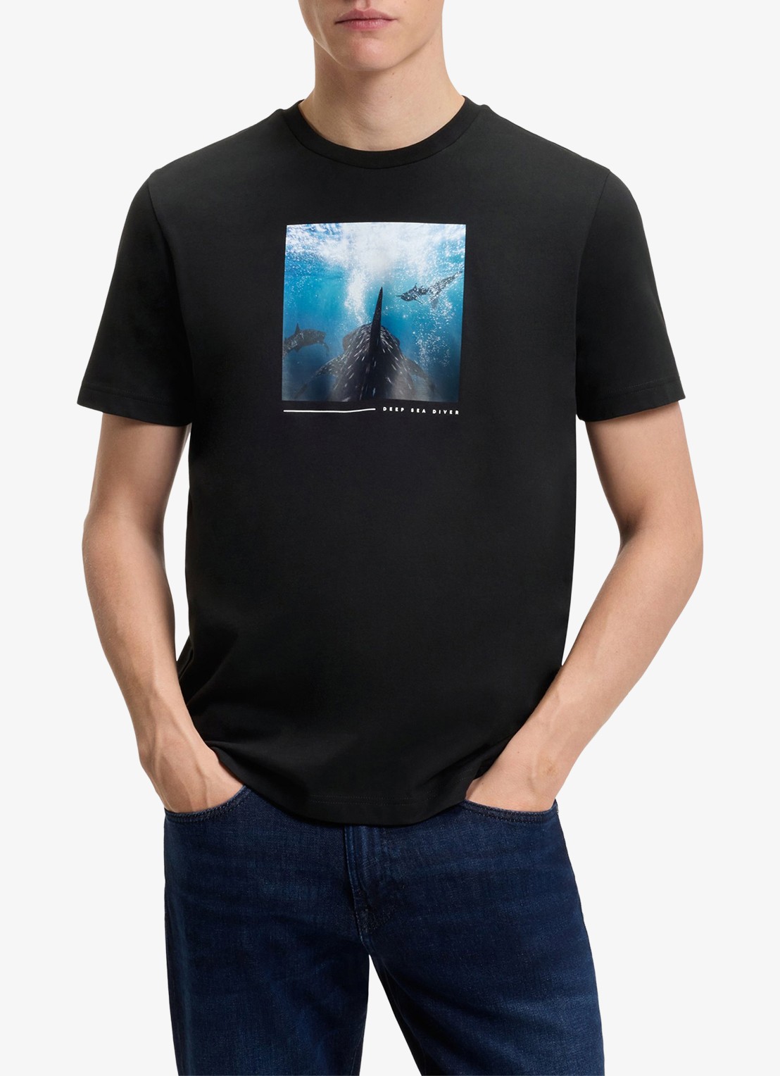 BOSS T-shirt met print  - detail 3 black-001 / zwart