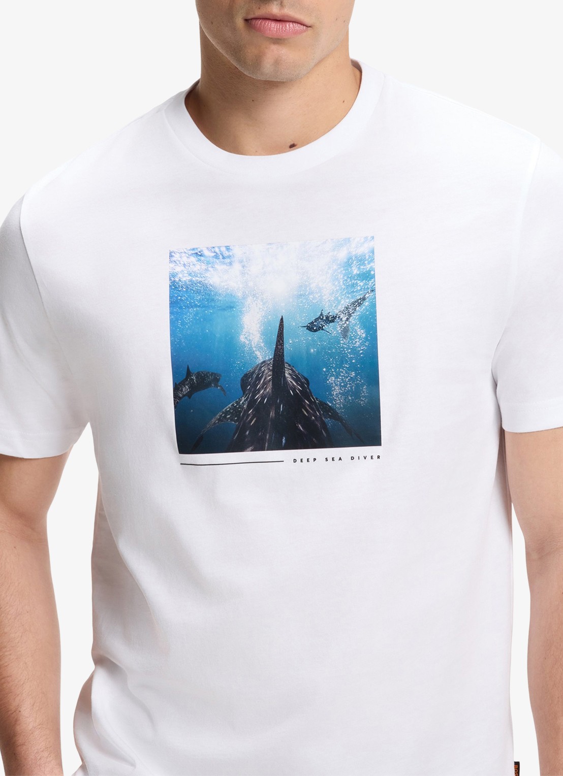 BOSS T-shirt met print  - detail 4 natural-101 / wit