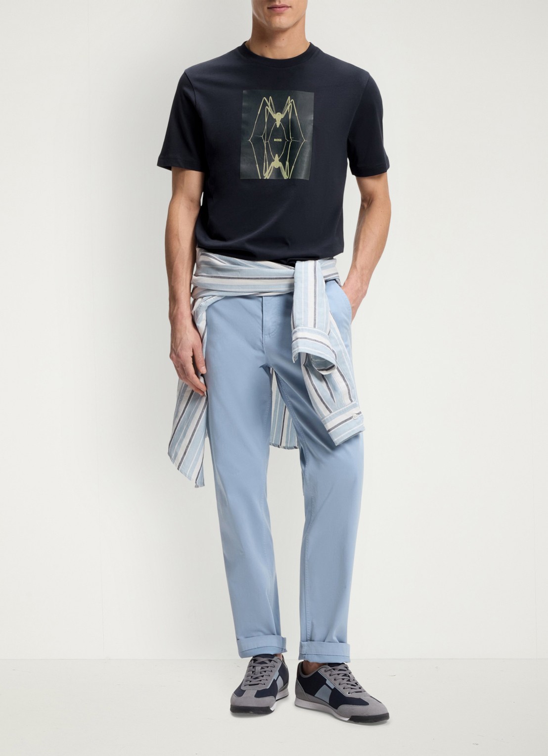 BOSS T-shirt met print  - voorkant 2 dark blue-404 / blauw