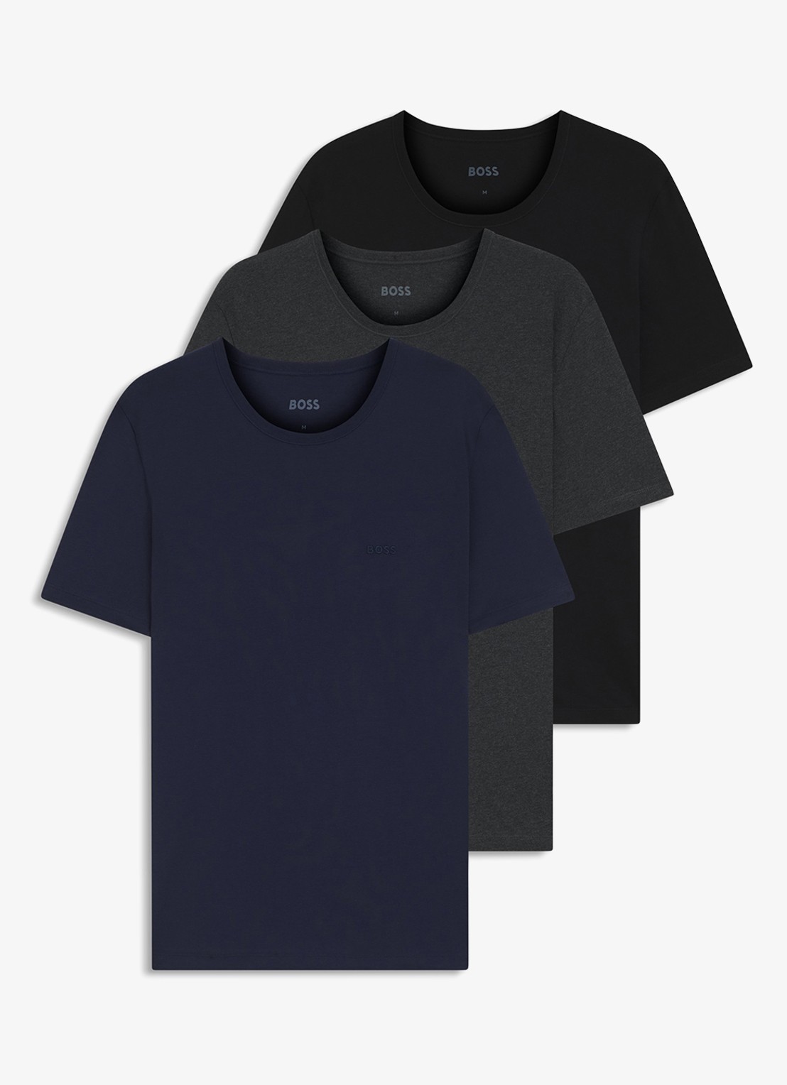 BOSS T-shirt met ronde hals in 3-pack - voorkant 5 donkergrijs