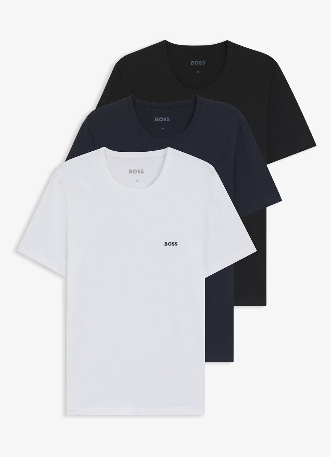 BOSS T-shirt met ronde hals in 3-pack - voorkant donkerblauw