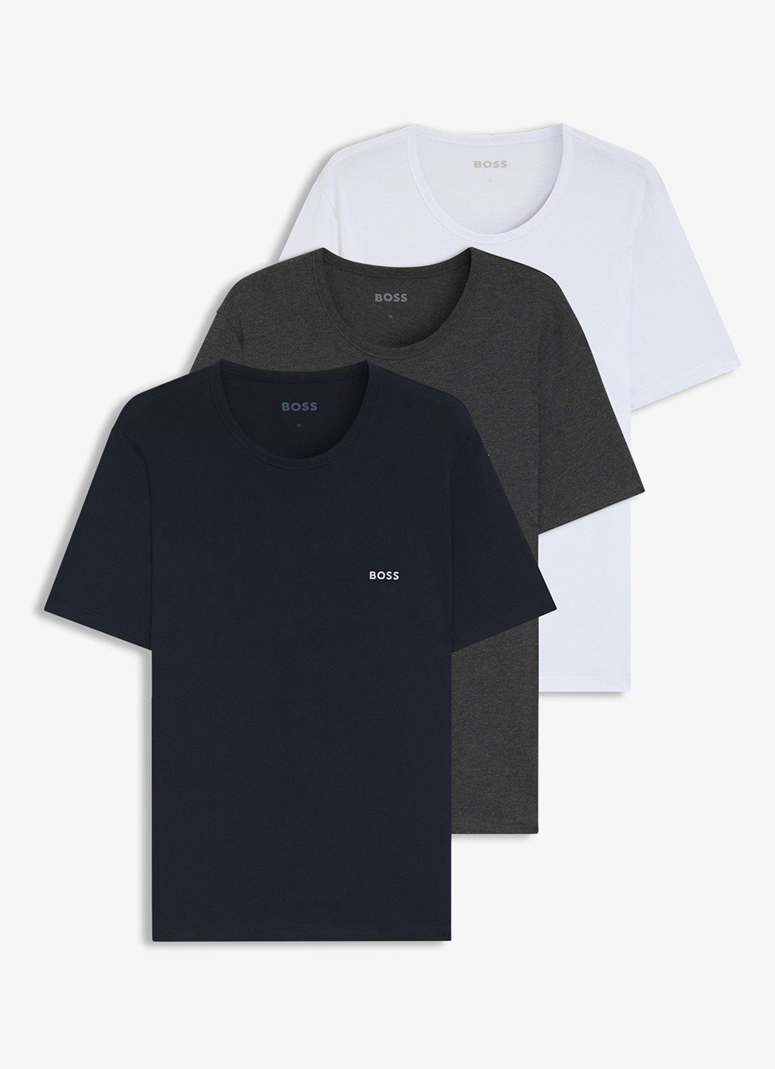 BOSS T-shirt met ronde hals in 3-pack - voorkant antraciet