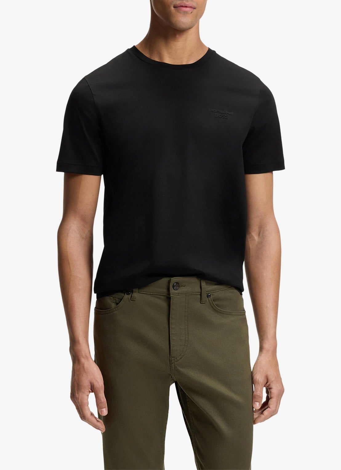 BOSS T-shirt met ronde hals - detail 4 zwart