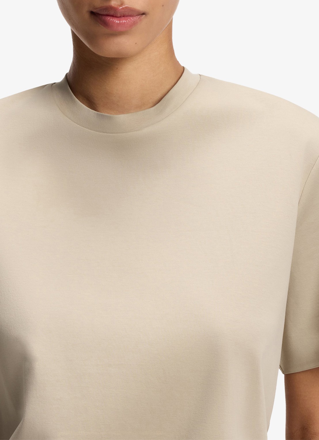 BOSS T-shirt met ronde hals - detail 5 beige