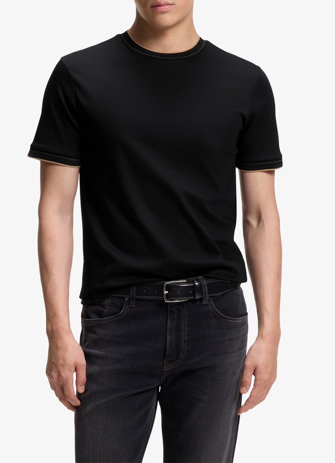 BOSS T-shirt met ronde hals - detail 4 zwart