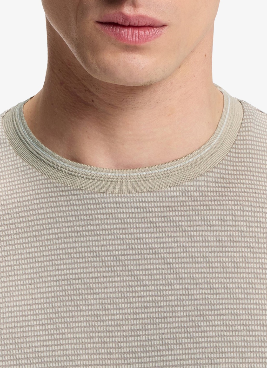 BOSS T-shirt met streepprint en ronde hals - detail 2 beige