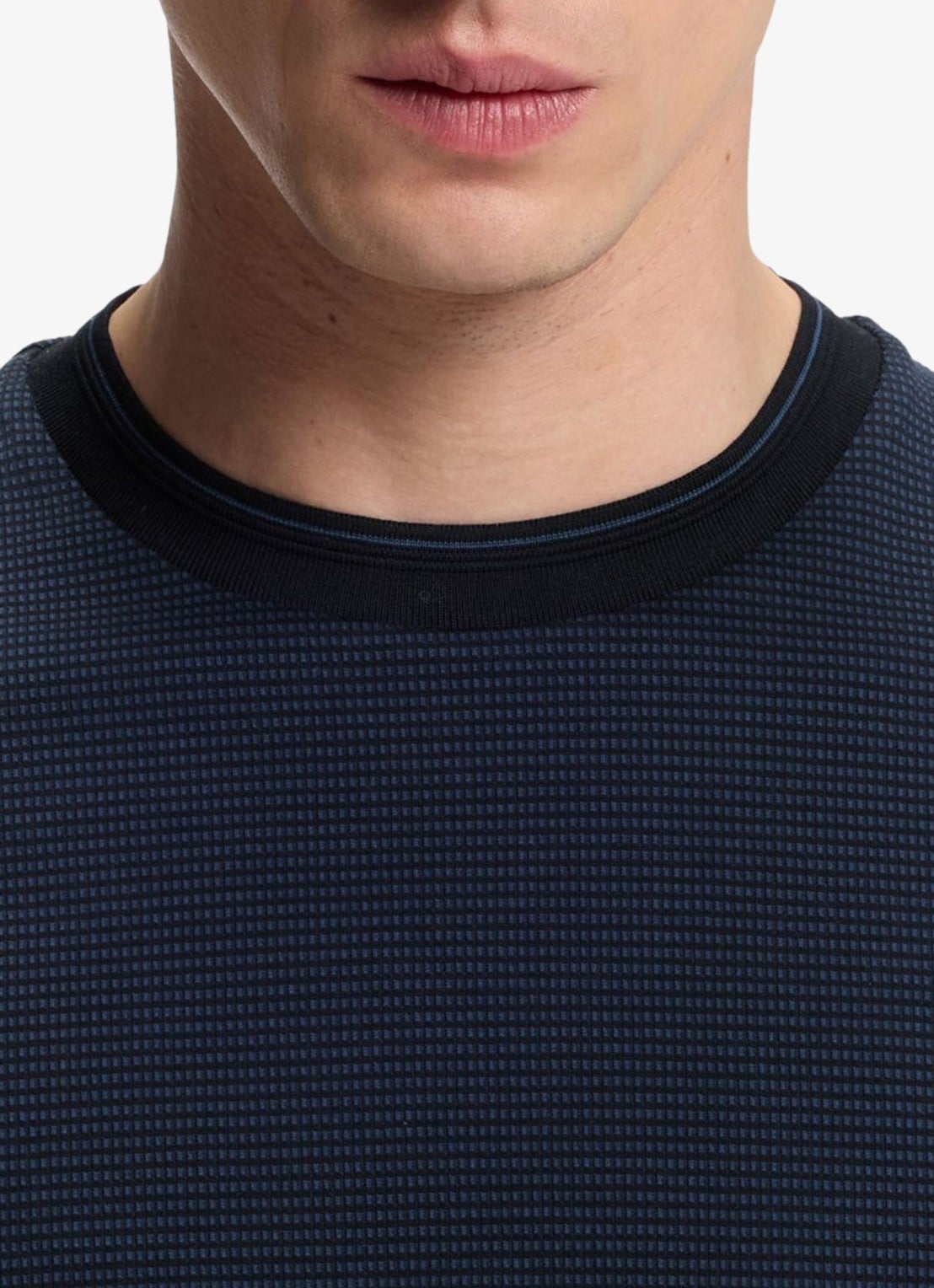 BOSS T-shirt met streepprint en ronde hals - detail 3 blauw