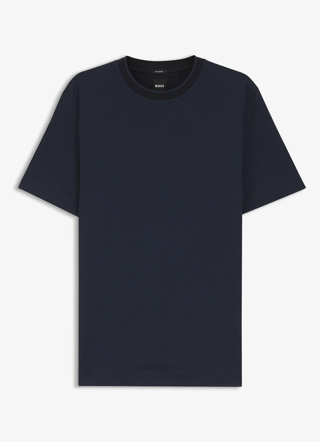 BOSS T-shirt met streepprint en ronde hals - voorkant 4 blauw