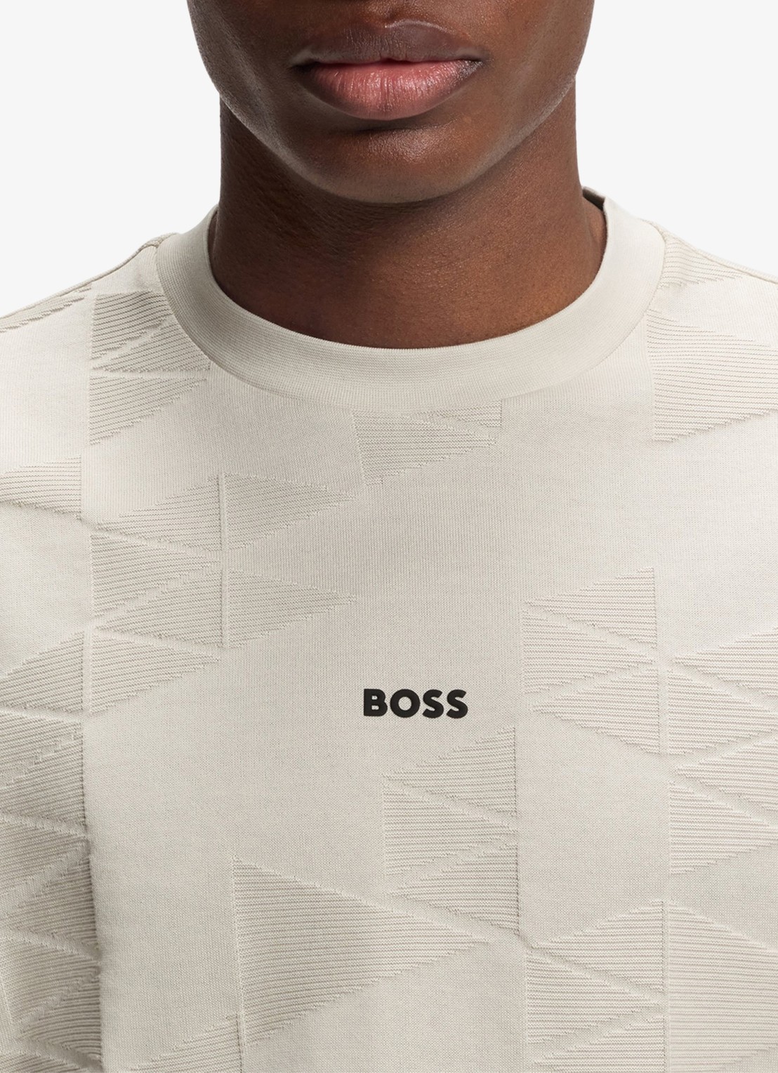 BOSS T-shirt met structuur - detail 2 beige