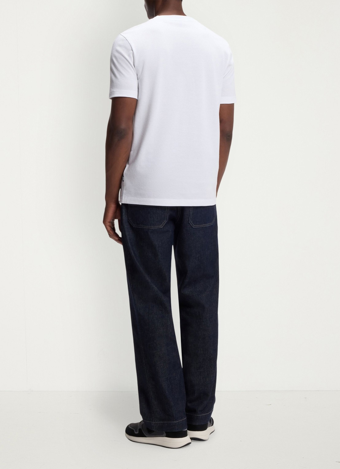 BOSS T-shirt met structuur - achterkant 3 white-100 / wit