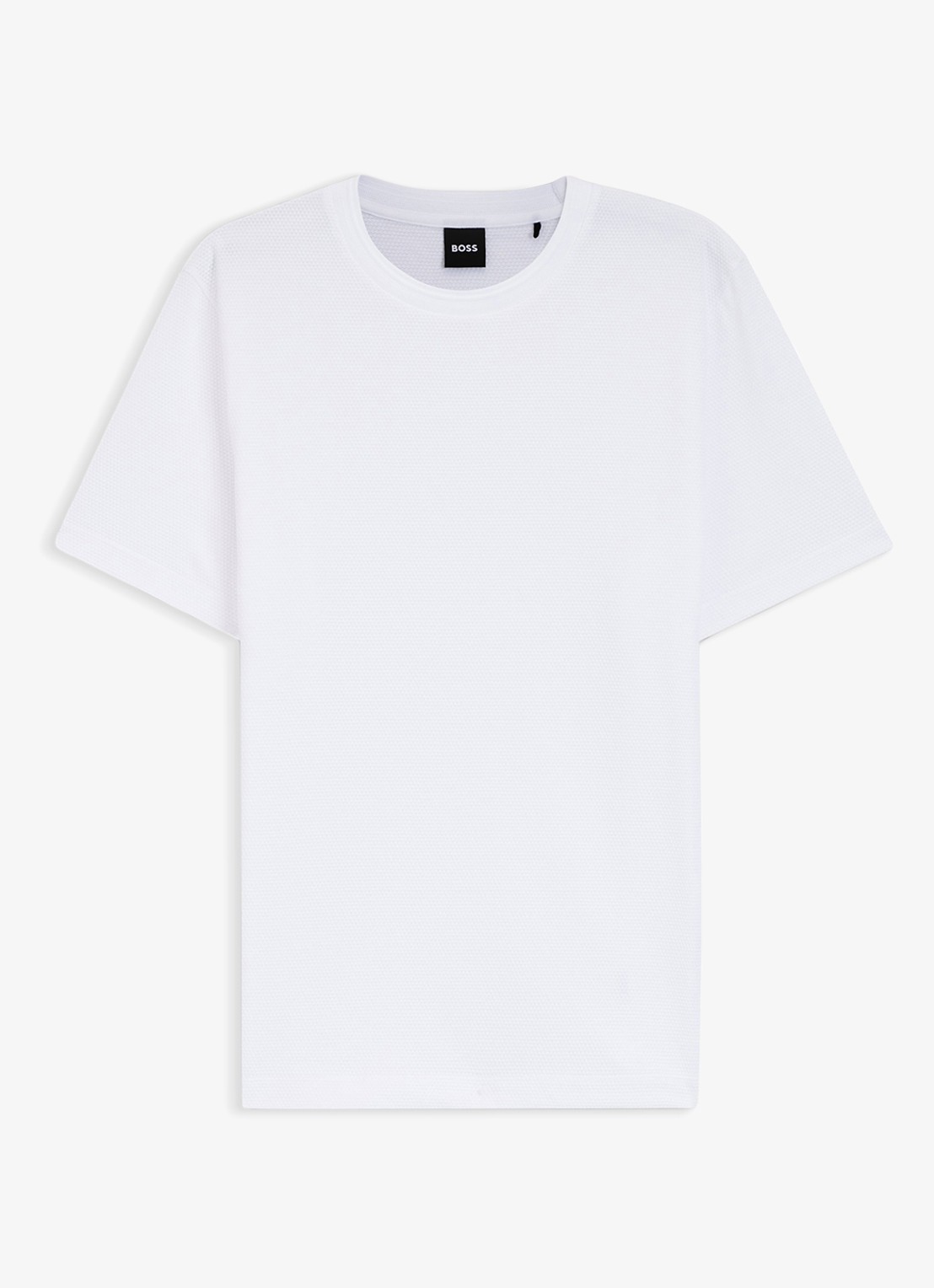 BOSS T-shirt met structuur - voorkant white-100 / wit