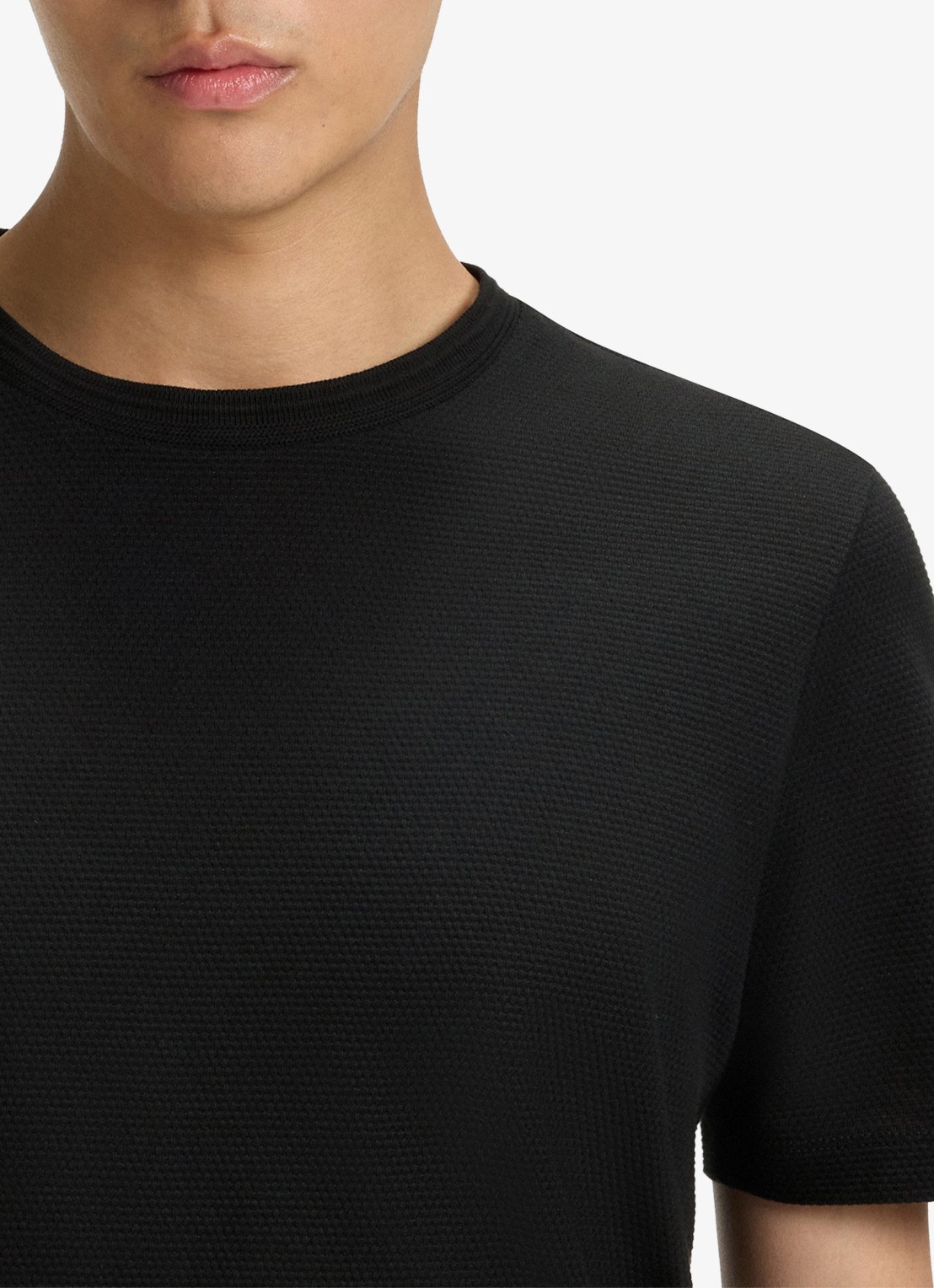 BOSS T-shirt met structuur - detail 4 black-001 / zwart