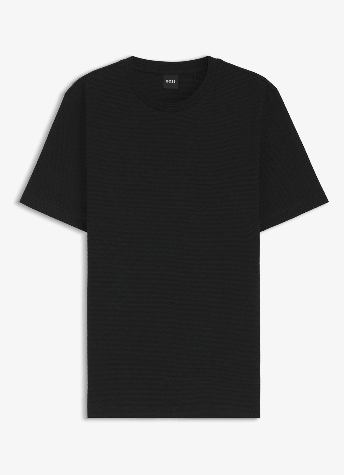 BOSS T-shirt met structuur - voorkant black-001 / zwart
