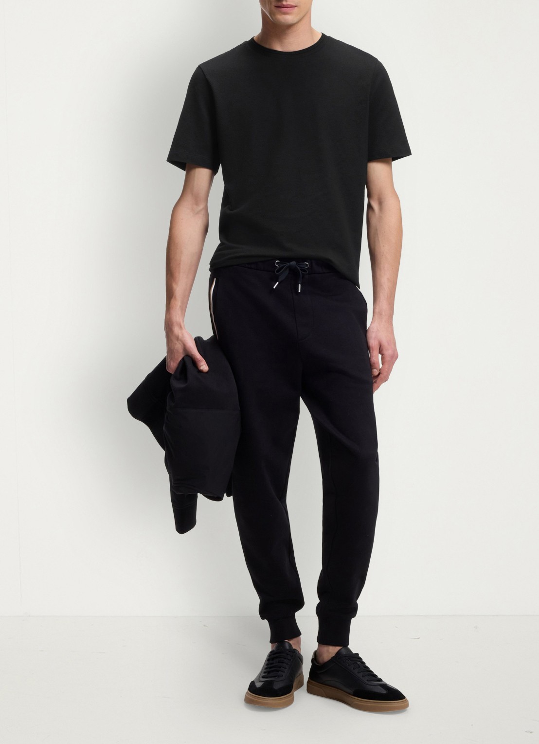 BOSS T-shirt met structuur - voorkant 2 black-001 / zwart