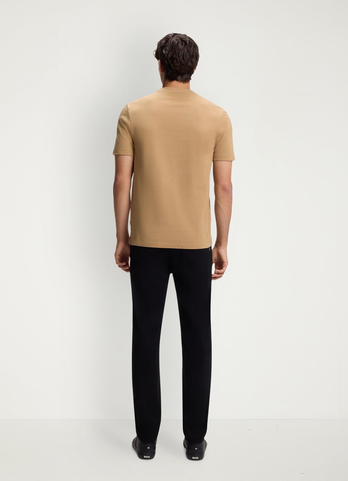 BOSS T-shirt met structuur - achterkant 3 medium beige-260 / beige