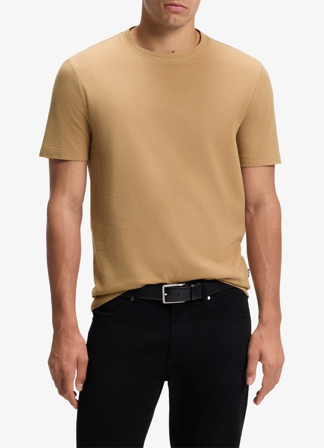 BOSS T-shirt met structuur - detail 4 medium beige-260 / beige