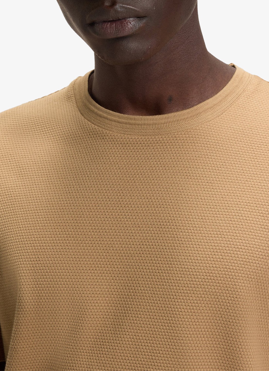 BOSS T-shirt met structuur - detail 5 medium beige-260 / beige