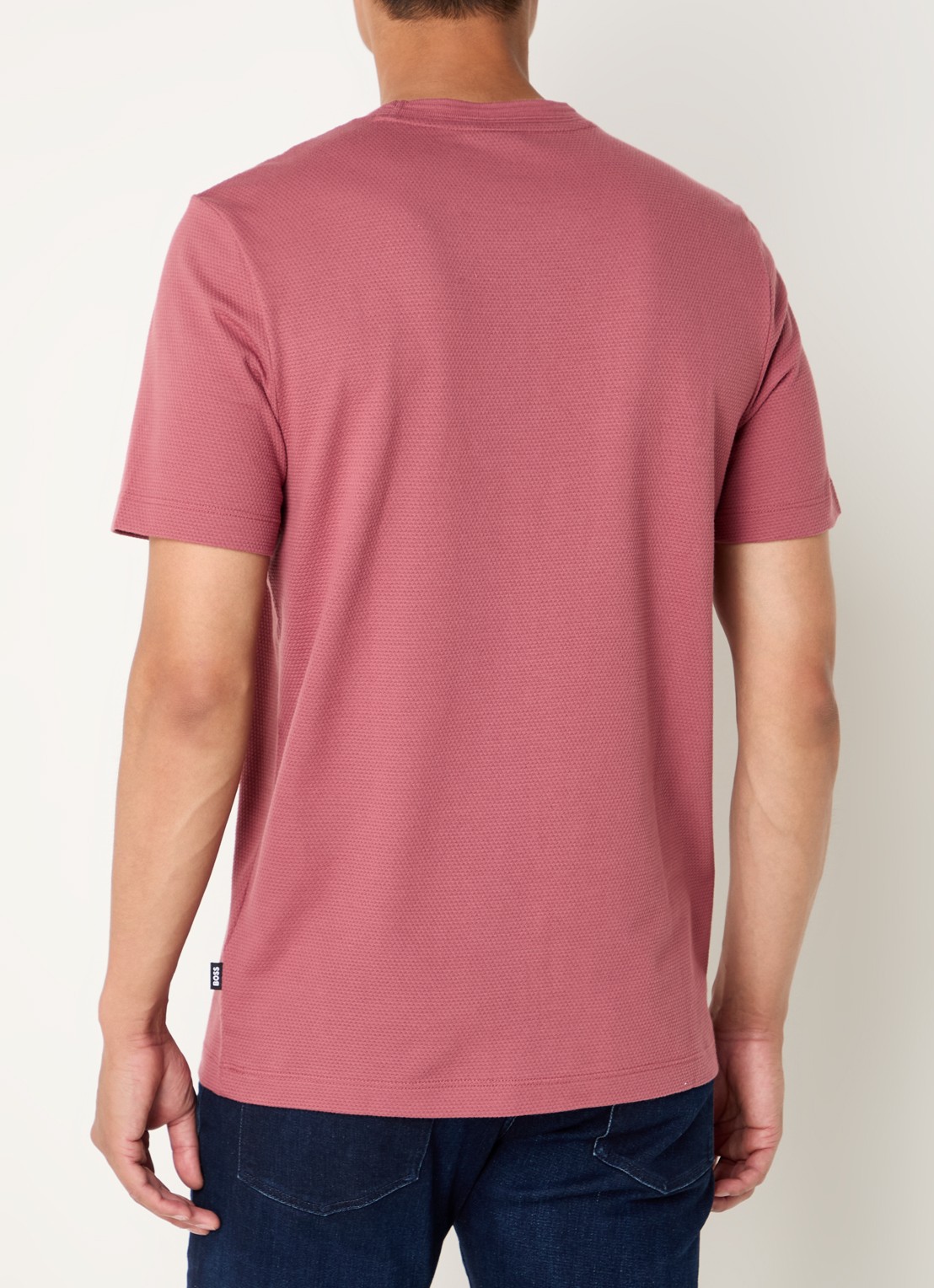 BOSS T-shirt met structuur - achterkant open red-644 / rood
