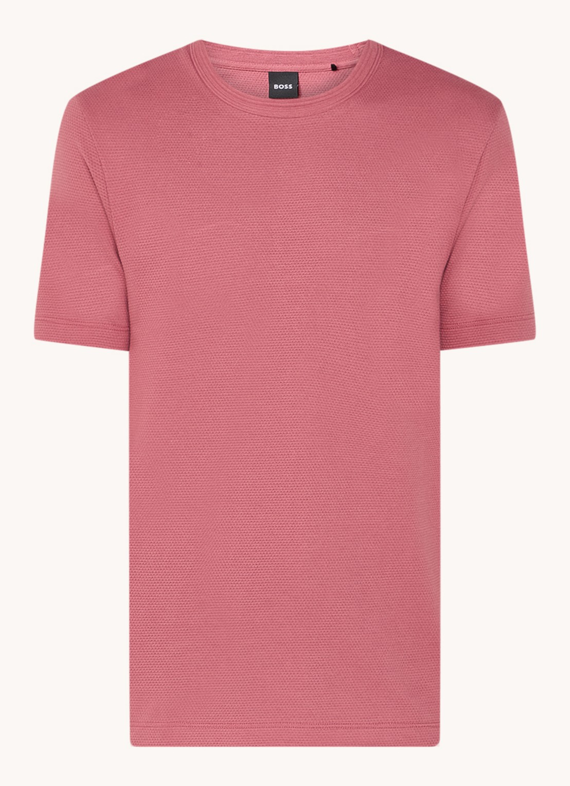 BOSS T-shirt met structuur - voorkant 2 open red-644 / rood