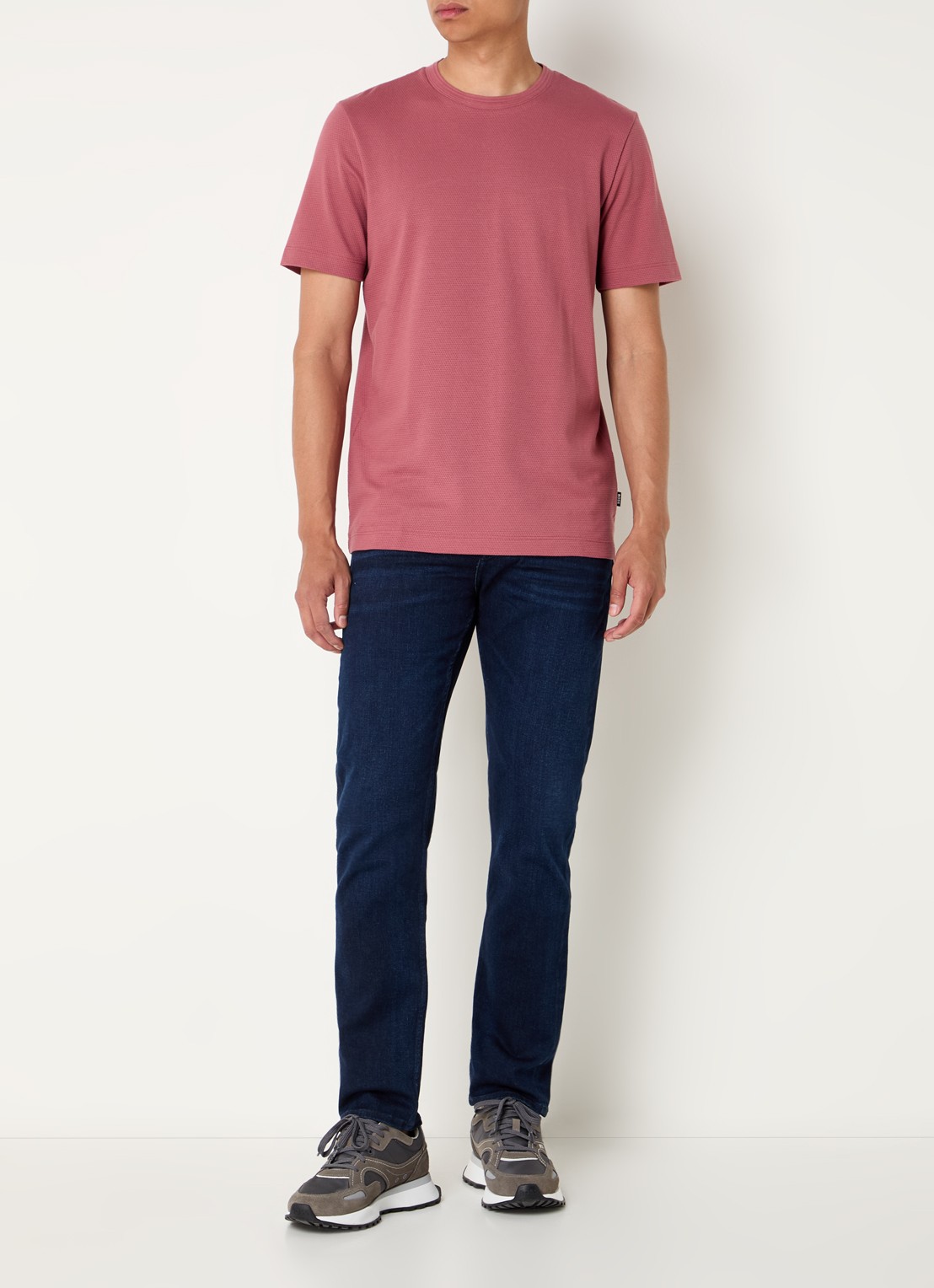 BOSS T-shirt met structuur - voorkant 3 open red-644 / rood