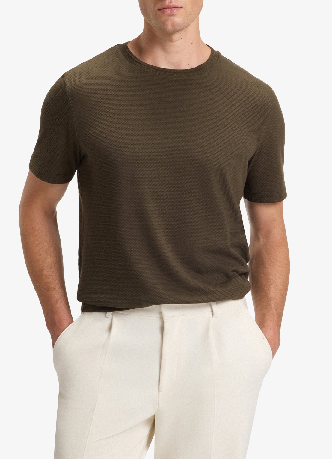 BOSS T-shirt met structuur - detail 4 open green-342 / groen