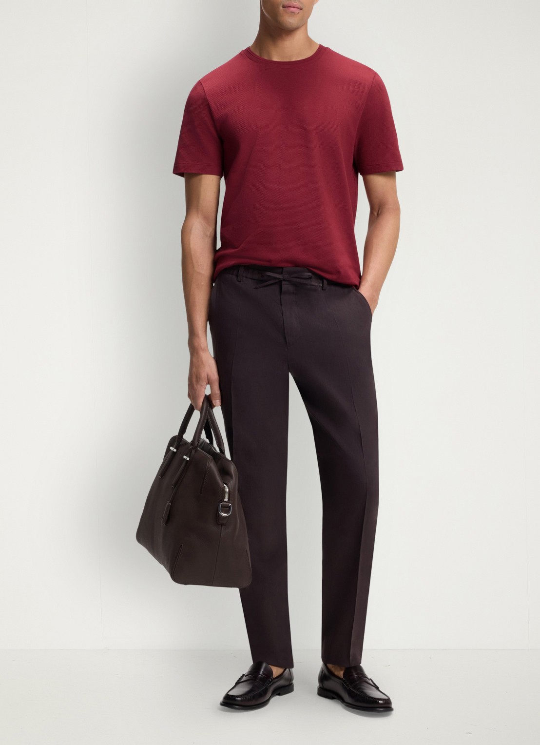 BOSS T-shirt met structuur - voorkant 2 medium red-611 / rood