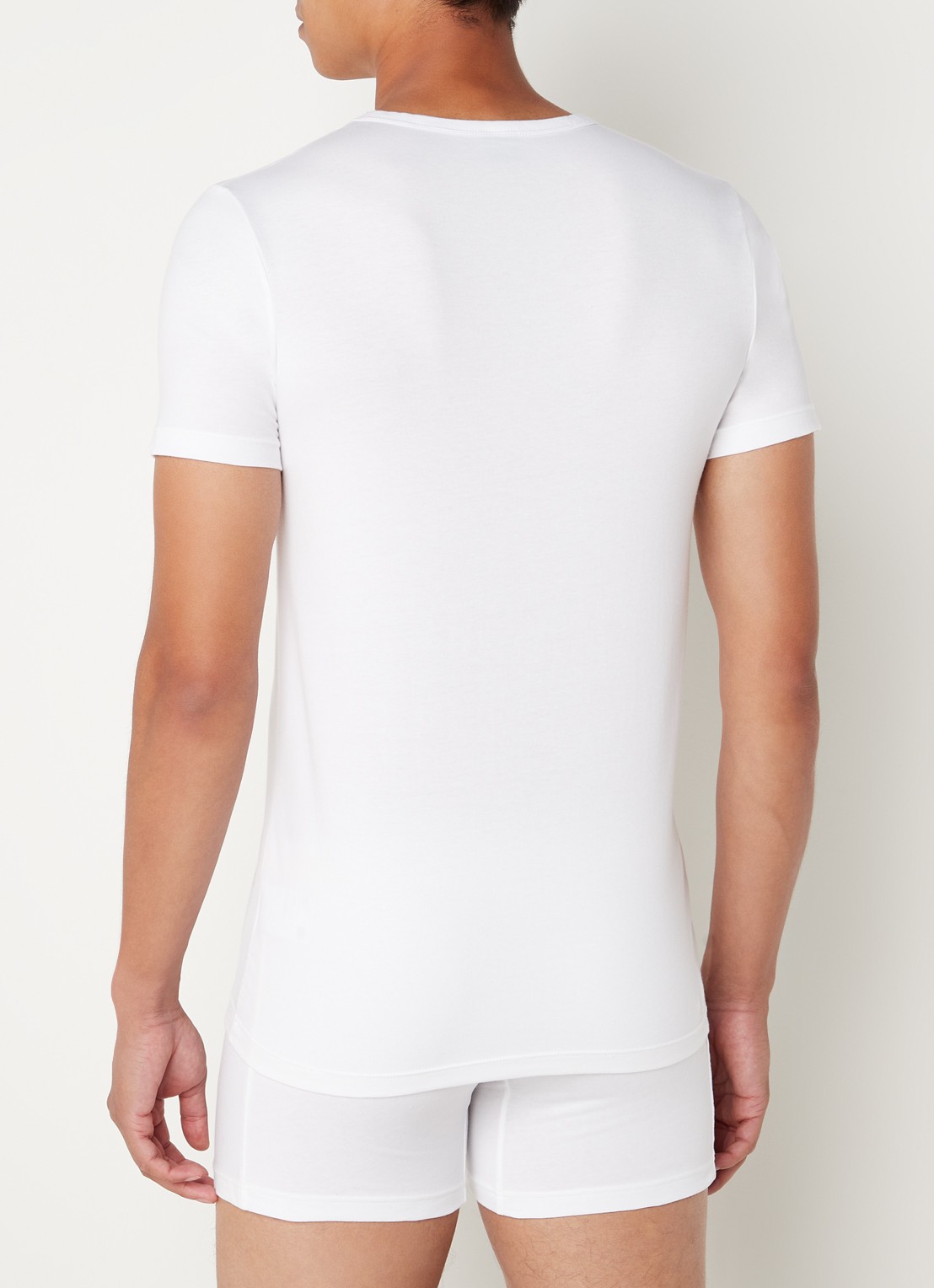BOSS T-shirt met V-hals en stretch in 2-pack - achterkant 2 wit