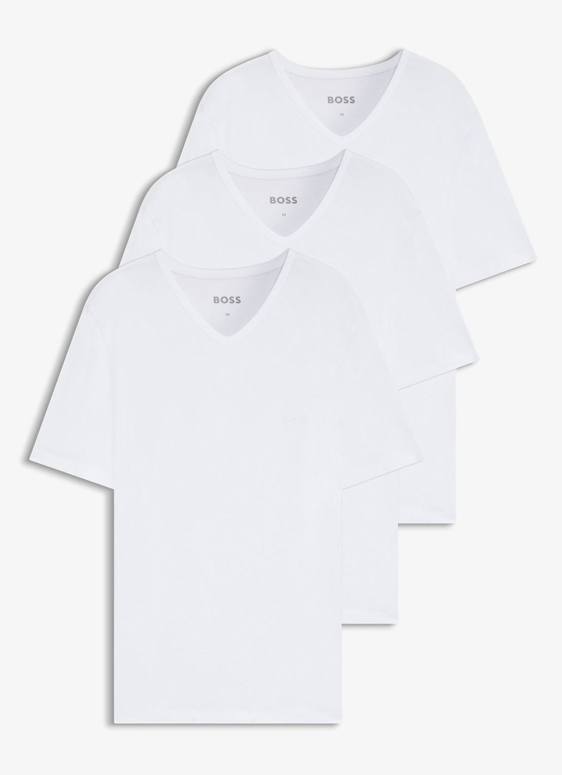 BOSS T-shirt met V-hals in 3-pack - voorkant 2 wit