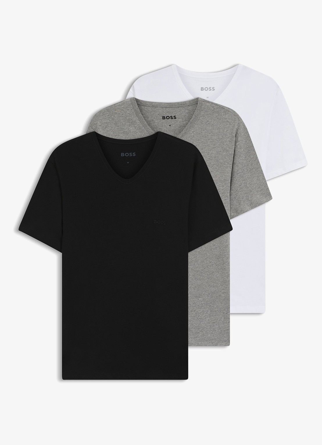 BOSS T-shirt met V-hals in 3-pack - voorkant 5 grijsmele