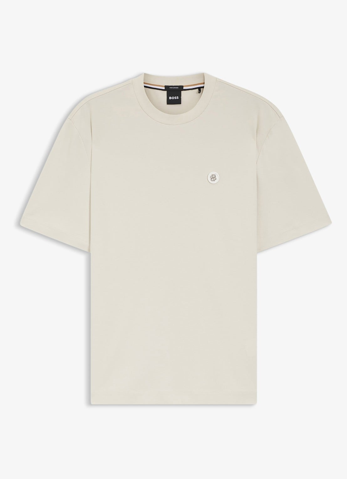 BOSS T-shirt van gemerceriseerde katoen met Double B-monogram - voorkant 2 open white-131 / wit