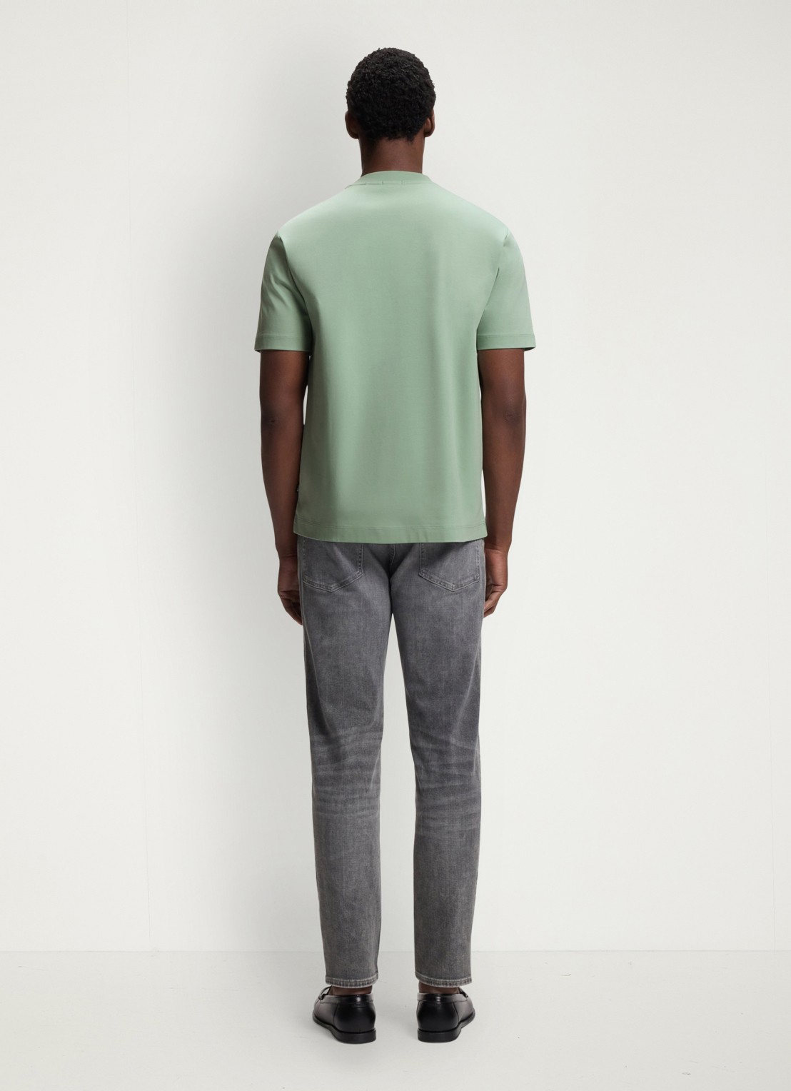 BOSS T-shirt van gemerceriseerde katoen met Double B-monogram - achterkant 5 open green-373 / groen